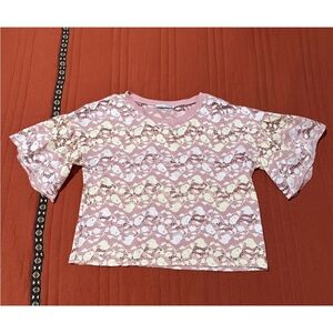 Zara Pink and Cream Lace Blouse